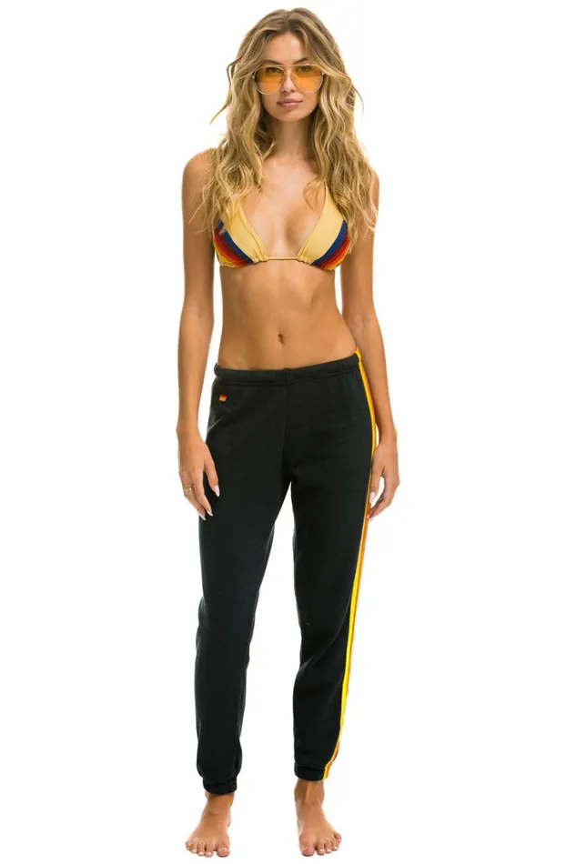 Women Bottoms Aviator Nation 5 STRIPE SWEATPANTS 8211 CHARCOAL Women Bottoms Aviator Nation 5 STRIPE SWEATPANTS 8211 CHARCOAL
