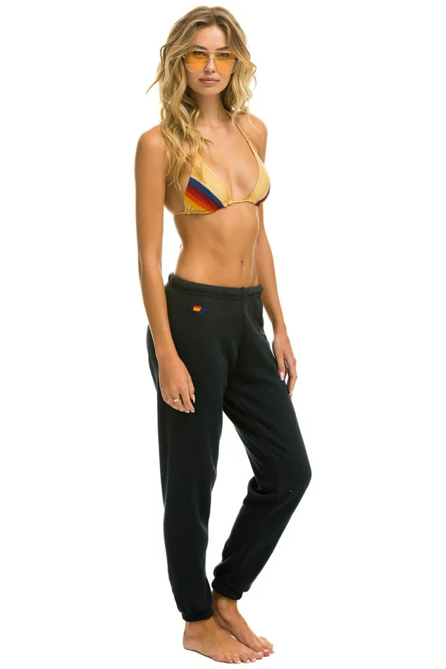 Women Bottoms Aviator Nation 5 STRIPE SWEATPANTS 8211 CHARCOAL Women Bottoms Aviator Nation 5 STRIPE SWEATPANTS 8211 CHARCOAL