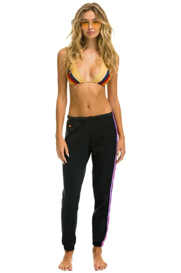 Women Bottoms Aviator Nation 5 STRIPE SWEATPANTS 8211 CHARCOAL PINK GREEN Women Bottoms Aviator Nation 5 STRIPE SWEATPANTS 8211 CHARCOAL PINK GREEN