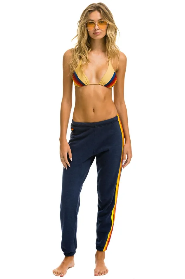 Women Bottoms Aviator Nation 5 STRIPE SWEATPANTS 8211 NAVY Women Bottoms Aviator Nation 5 STRIPE SWEATPANTS 8211 NAVY