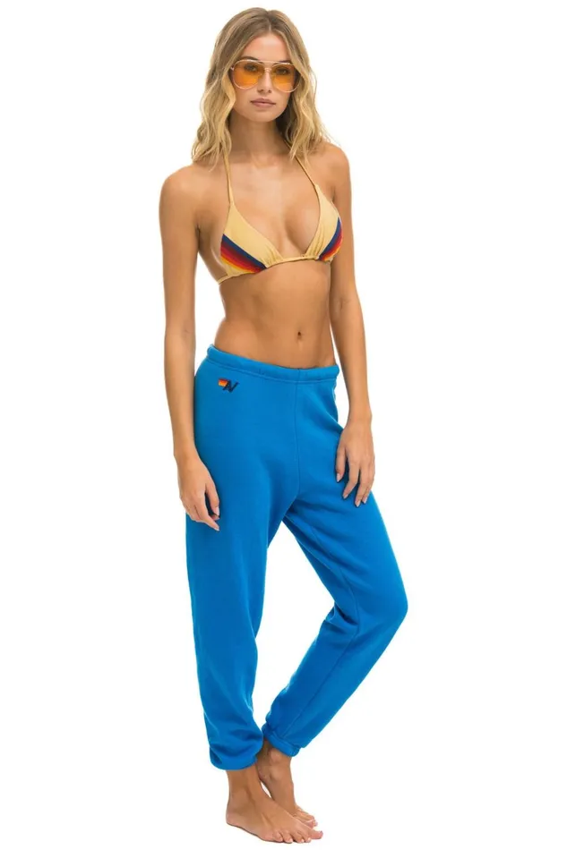 Women Bottoms Aviator Nation 5 STRIPE SWEATPANTS 8211 OCEAN BLUE Women Bottoms Aviator Nation 5 STRIPE SWEATPANTS 8211 OCEAN BLUE