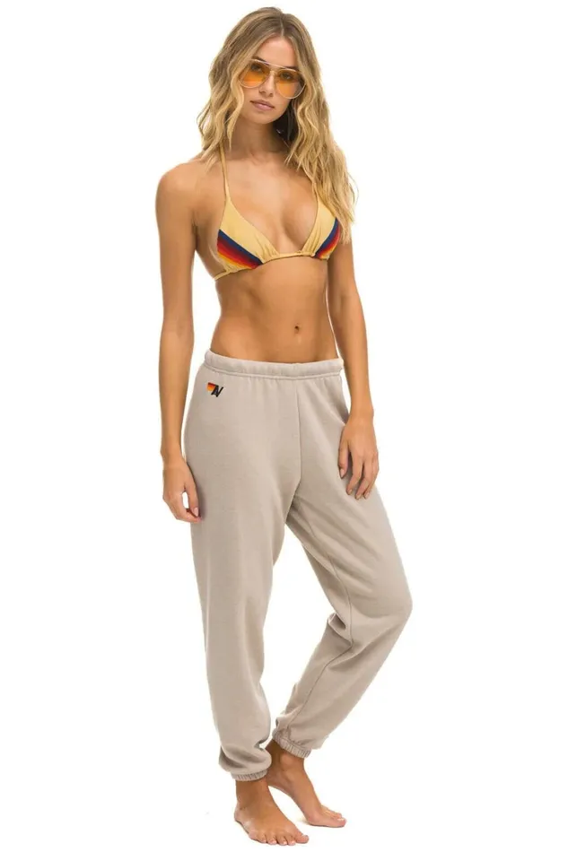 Women Bottoms Aviator Nation 5 STRIPE SWEATPANTS 8211 SAND PINK GREEN Women Bottoms Aviator Nation 5 STRIPE SWEATPANTS 8211 SAND PINK GREEN
