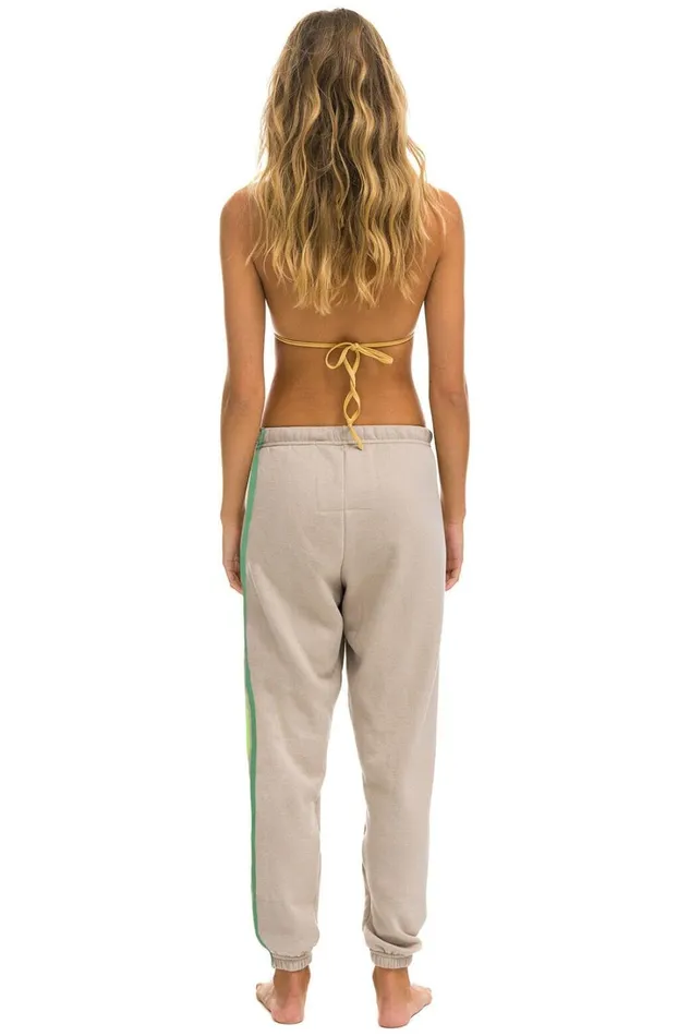 Women Bottoms Aviator Nation 5 STRIPE SWEATPANTS 8211 SAND PINK GREEN Women Bottoms Aviator Nation 5 STRIPE SWEATPANTS 8211 SAND PINK GREEN
