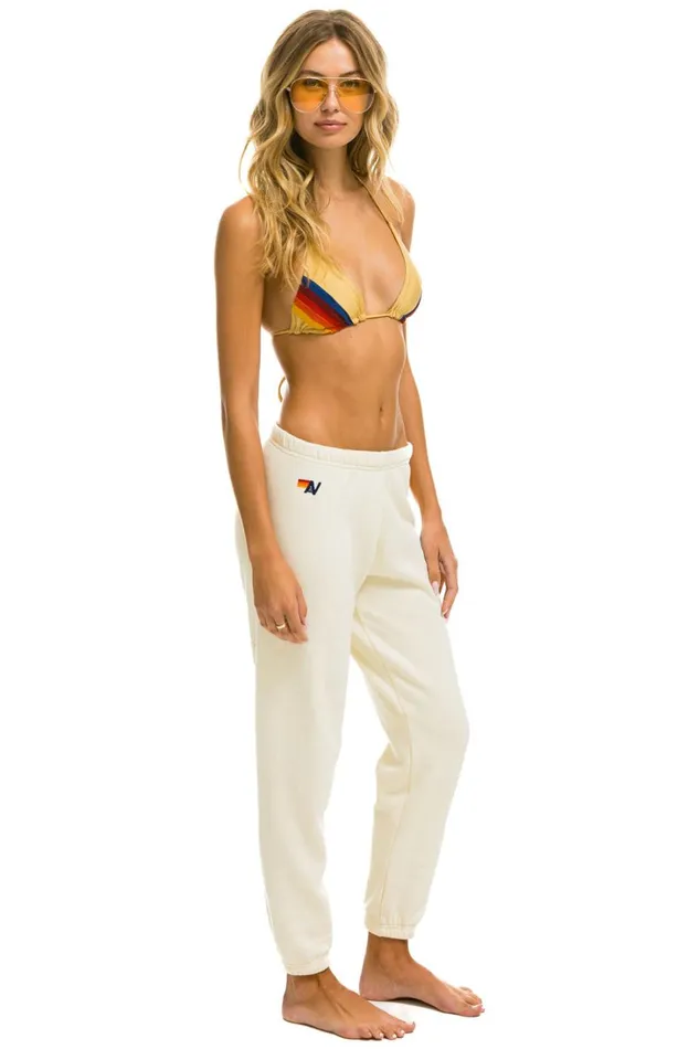 Women Bottoms Aviator Nation 5 STRIPE SWEATPANTS 8211 VINTAGE WHITE Women Bottoms Aviator Nation 5 STRIPE SWEATPANTS 8211 VINTAGE WHITE