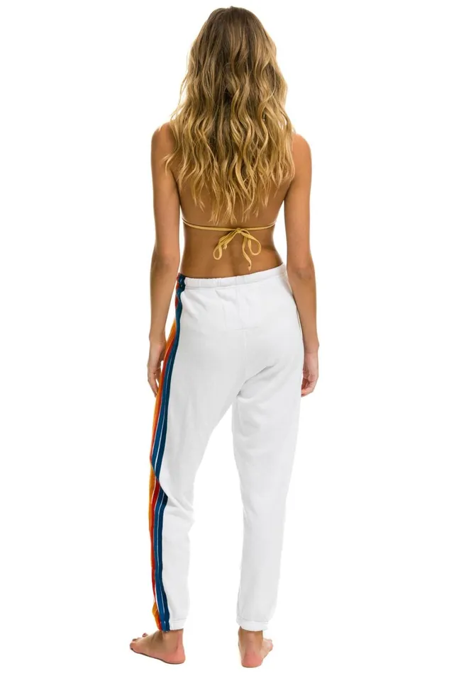 Women Bottoms Aviator Nation 5 STRIPE SWEATPANTS 8211 WHITE 2 Women Bottoms Aviator Nation 5 STRIPE SWEATPANTS 8211 WHITE 2