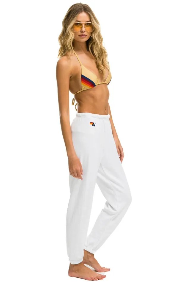 Women Bottoms Aviator Nation 5 STRIPE SWEATPANTS 8211 WHITE 2 Women Bottoms Aviator Nation 5 STRIPE SWEATPANTS 8211 WHITE 2