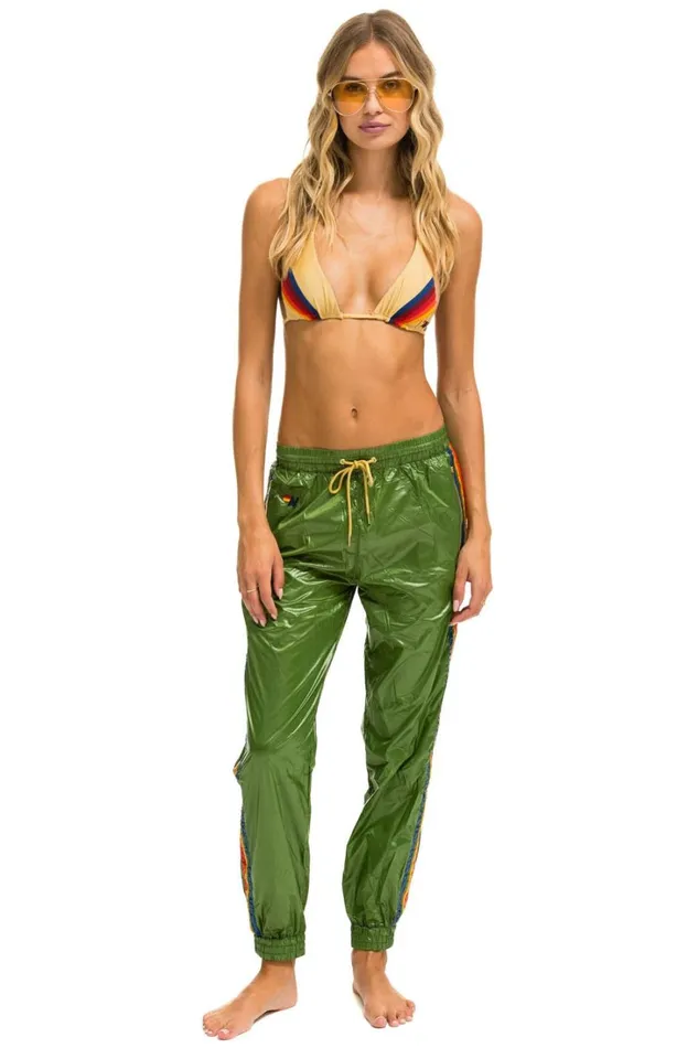 Women Bottoms Aviator Nation 5 STRIPE WIND PANT 8211 GARDEN GREEN Women Bottoms Aviator Nation 5 STRIPE WIND PANT 8211 GARDEN GREEN