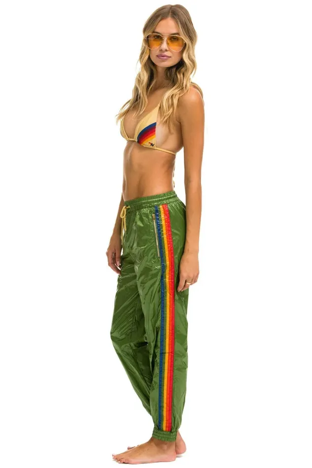 Women Bottoms Aviator Nation 5 STRIPE WIND PANT 8211 GARDEN GREEN Women Bottoms Aviator Nation 5 STRIPE WIND PANT 8211 GARDEN GREEN