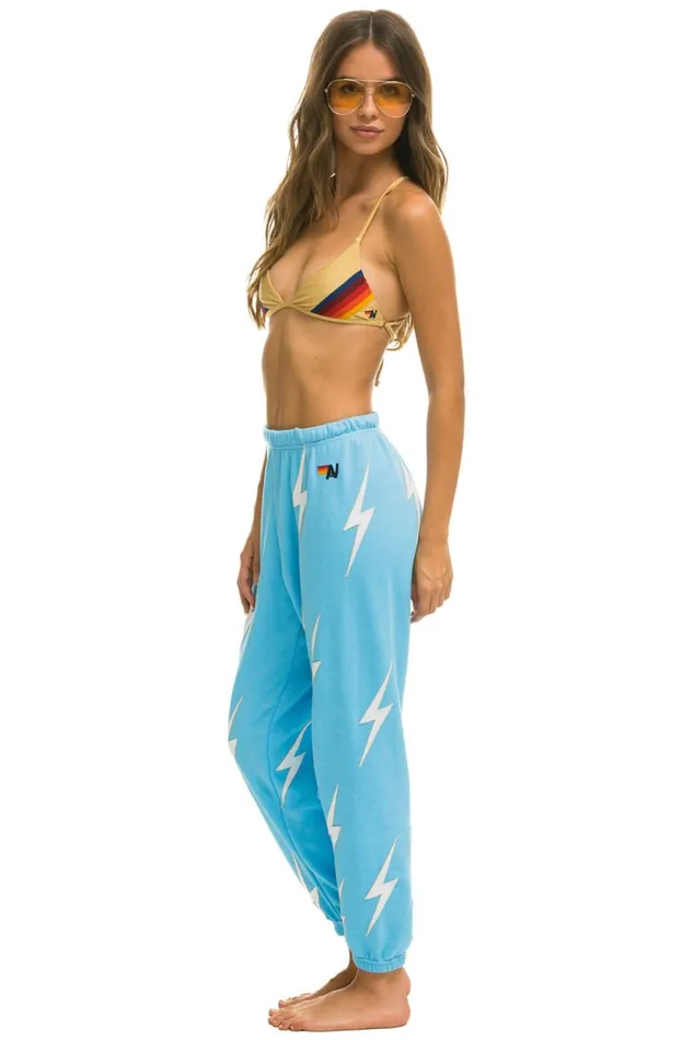 Women Bottoms Aviator Nation BOLT STITCH REPEAT SWEATPANTS 8211 SKY WHITE Women Bottoms Aviator Nation BOLT STITCH REPEAT SWEATPANTS 8211 SKY WHITE