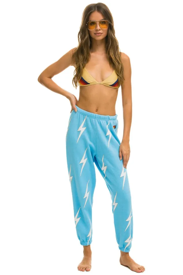 Women Bottoms Aviator Nation BOLT STITCH REPEAT SWEATPANTS 8211 SKY WHITE Women Bottoms Aviator Nation BOLT STITCH REPEAT SWEATPANTS 8211 SKY WHITE