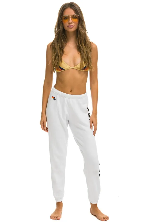 Women Bottoms Aviator Nation CHECK LEG SWEATPANTS 8211 WHITE Women Bottoms Aviator Nation CHECK LEG SWEATPANTS 8211 WHITE