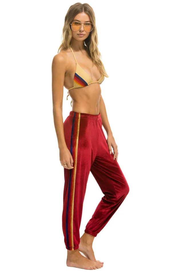 Women Bottoms Aviator Nation CLASSIC VELVET SWEATPANTS 8211 RED Women Bottoms Aviator Nation CLASSIC VELVET SWEATPANTS 8211 RED