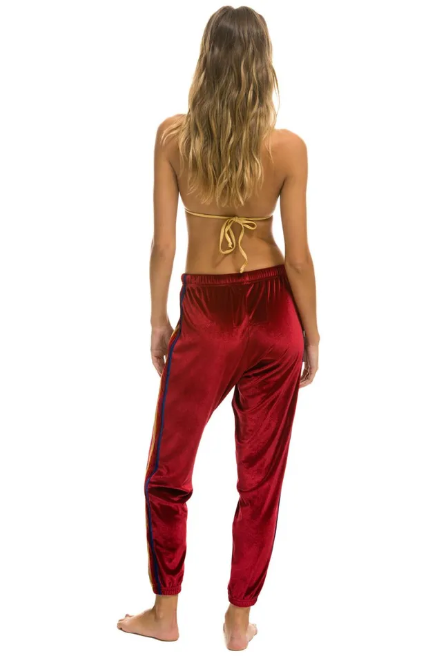Women Bottoms Aviator Nation CLASSIC VELVET SWEATPANTS 8211 RED Women Bottoms Aviator Nation CLASSIC VELVET SWEATPANTS 8211 RED