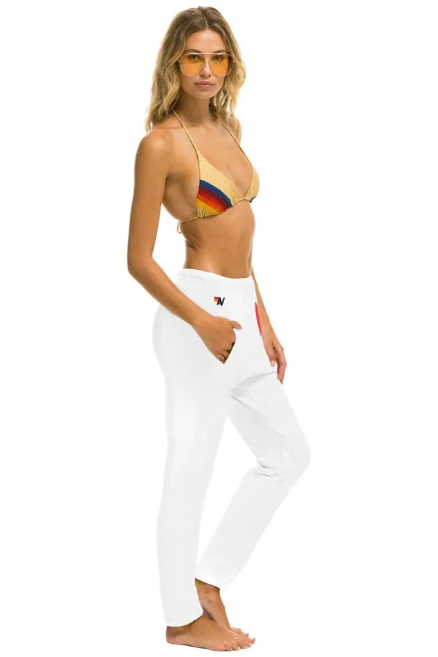 Women Bottoms Aviator Nation HEART STITCH JOGGER SWEATPANTS 8211 WHITE Women Bottoms Aviator Nation HEART STITCH JOGGER SWEATPANTS 8211 WHITE