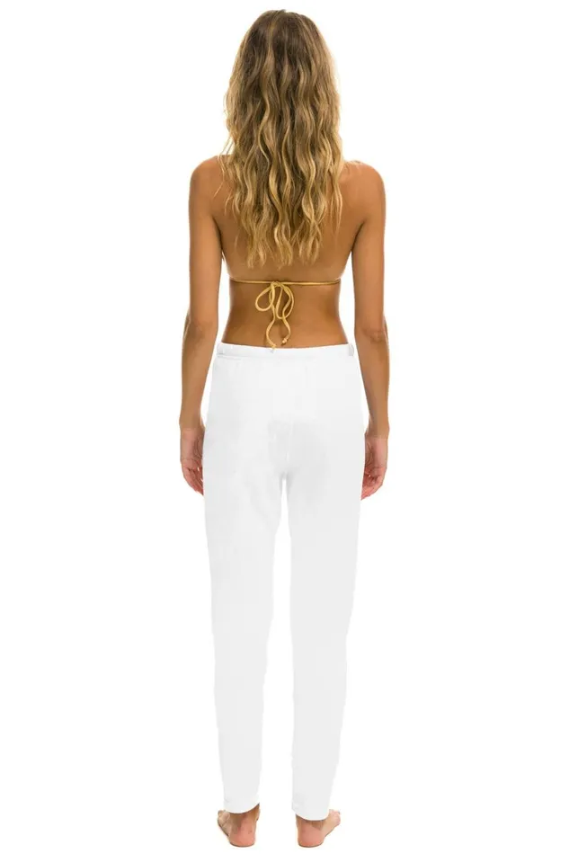 Women Bottoms Aviator Nation HEART STITCH JOGGER SWEATPANTS 8211 WHITE Women Bottoms Aviator Nation HEART STITCH JOGGER SWEATPANTS 8211 WHITE