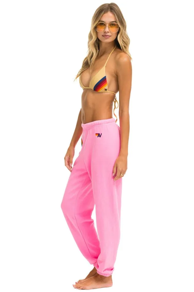 Women Bottoms Aviator Nation RAINBOW EMBROIDERY SWEATPANTS 8211 NEON PINK Women Bottoms Aviator Nation RAINBOW EMBROIDERY SWEATPANTS 8211 NEON PINK