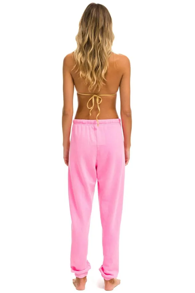 Women Bottoms Aviator Nation RAINBOW EMBROIDERY SWEATPANTS 8211 NEON PINK Women Bottoms Aviator Nation RAINBOW EMBROIDERY SWEATPANTS 8211 NEON PINK