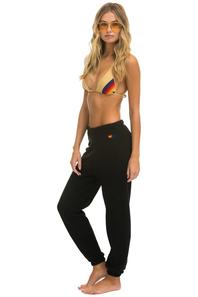 Women Bottoms Aviator Nation SURF SWEATPANTS 8211 BLACK Women Bottoms Aviator Nation SURF SWEATPANTS 8211 BLACK