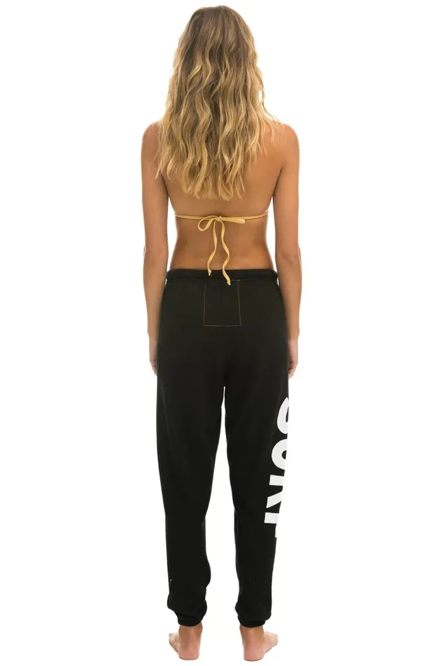 Women Bottoms Aviator Nation SURF SWEATPANTS 8211 BLACK Women Bottoms Aviator Nation SURF SWEATPANTS 8211 BLACK