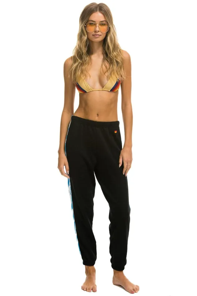 Women Bottoms Aviator Nation TIGER STRIPE SWEATPANTS 8211 BLACK BLUE TIGER Women Bottoms Aviator Nation TIGER STRIPE SWEATPANTS 8211 BLACK BLUE TIGER