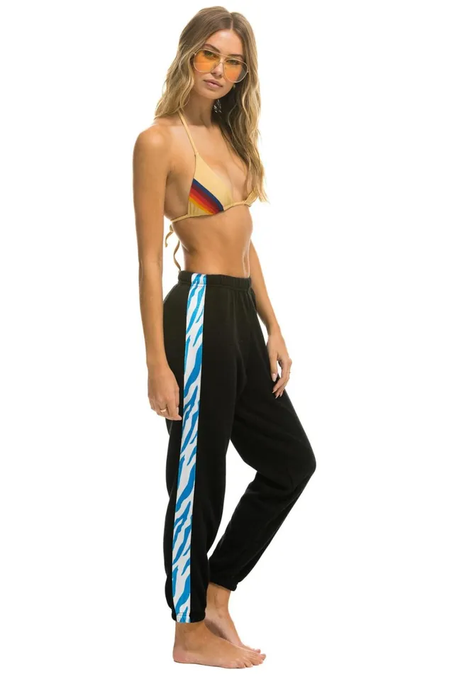 Women Bottoms Aviator Nation TIGER STRIPE SWEATPANTS 8211 BLACK BLUE TIGER Women Bottoms Aviator Nation TIGER STRIPE SWEATPANTS 8211 BLACK BLUE TIGER