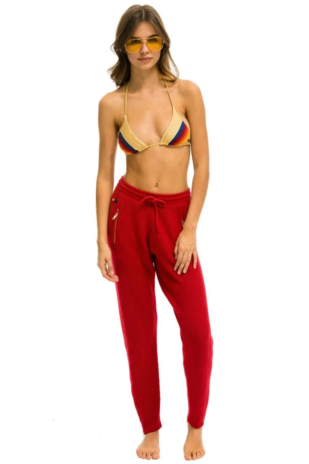 Women Bottoms Aviator Nation VINTAGE CABIN CASHMERE SWEATER PANTt CHERRY