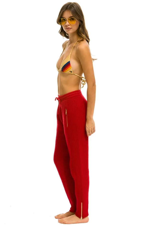 Women Bottoms Aviator Nation VINTAGE CABIN CASHMERE SWEATER PANTt CHERRY Women Bottoms Aviator Nation VINTAGE CABIN CASHMERE SWEATER PANTt CHERRY