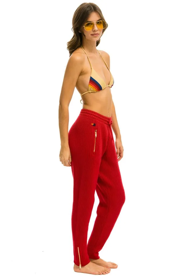 Women Bottoms Aviator Nation VINTAGE CABIN CASHMERE SWEATER PANTt CHERRY Women Bottoms Aviator Nation VINTAGE CABIN CASHMERE SWEATER PANTt CHERRY
