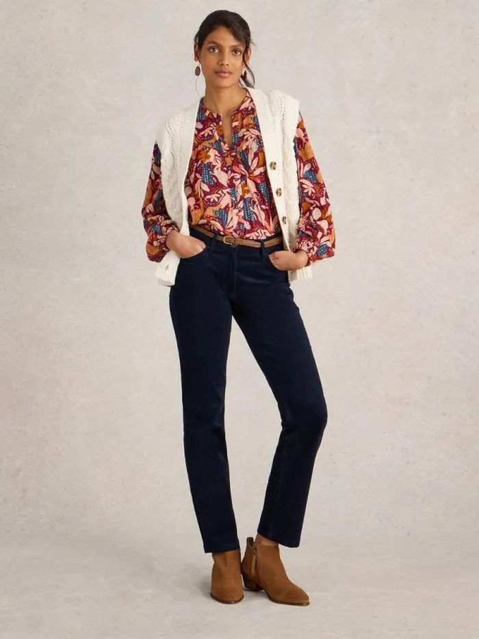 Women Brooke Cord Straight Trouser Dark Navy White Stuff Trousers