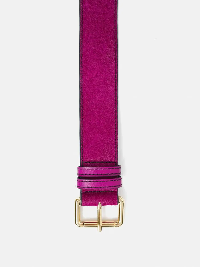 Women Calf Hair Jean Belt Pink Jigsaw Leather