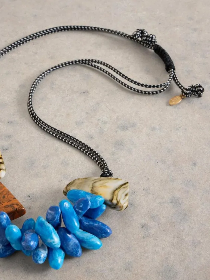 Women CAMELLIA RESIN NECKLACE Blue Multi White Stuff Jewellery