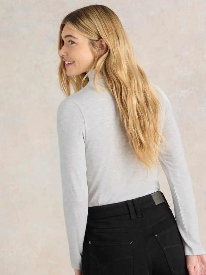 Women CAMILLE HIGH NECK TEE Light Natural White Stuff Tops and Tees