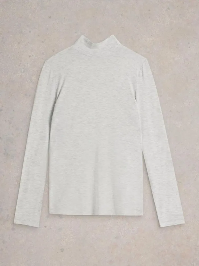 Women CAMILLE HIGH NECK TEE Light Natural White Stuff Tops and Tees