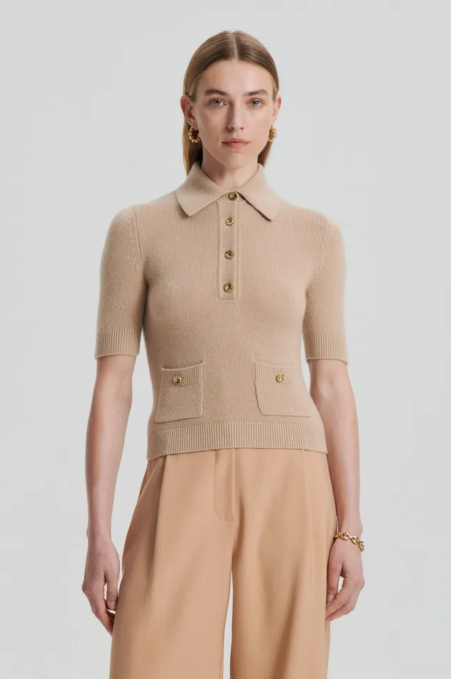 Women CASHMERE SLIM FIT SHIRT OAT Sweaters Scanlan Theodore Women CASHMERE SLIM FIT SHIRT OAT Sweaters Scanlan Theodore