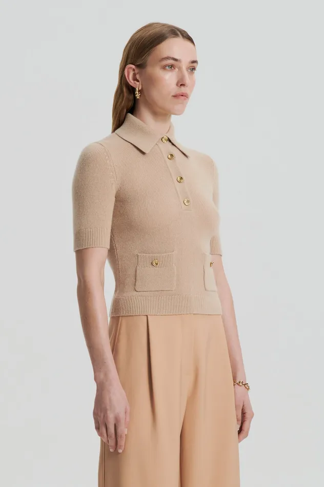 Women CASHMERE SLIM FIT SHIRT OAT Sweaters Scanlan Theodore Women CASHMERE SLIM FIT SHIRT OAT Sweaters Scanlan Theodore