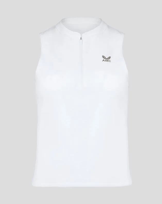 Women Castore Tops WoWhite AMC Melbourne Performance Aero Zip Tank