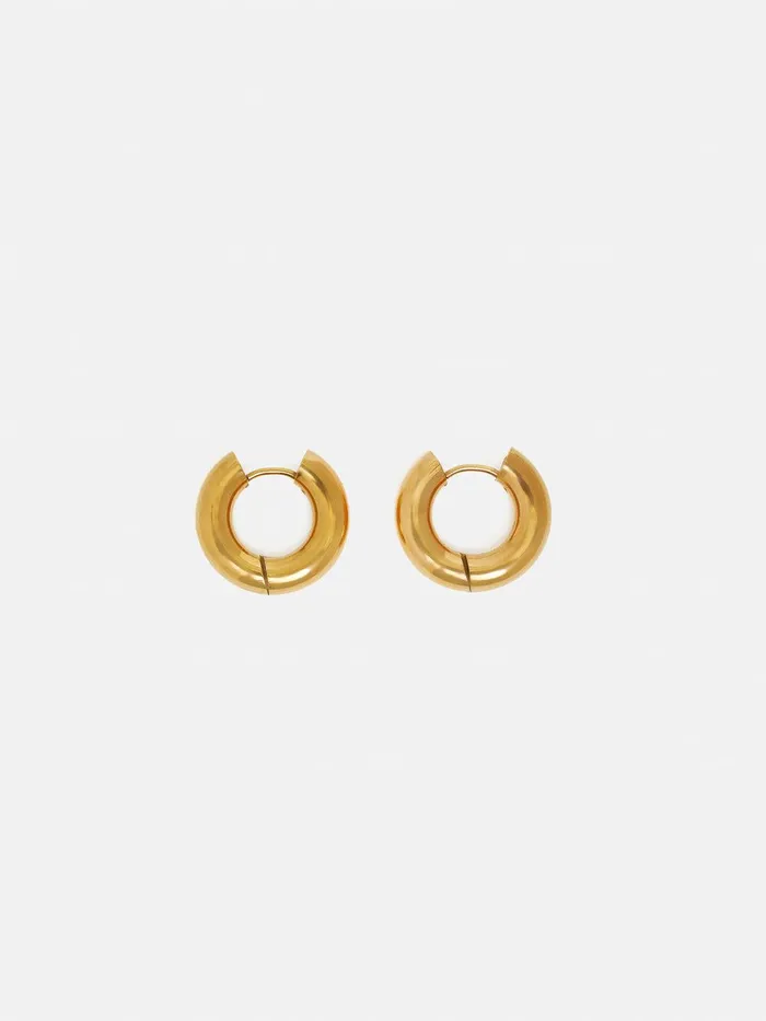 Women Chubby Hoop Earrings Gold Jigsaw Party