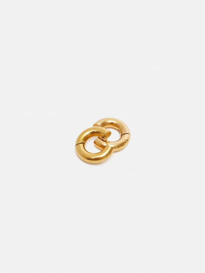 Women Chubby Hoop Earrings Gold Jigsaw Party