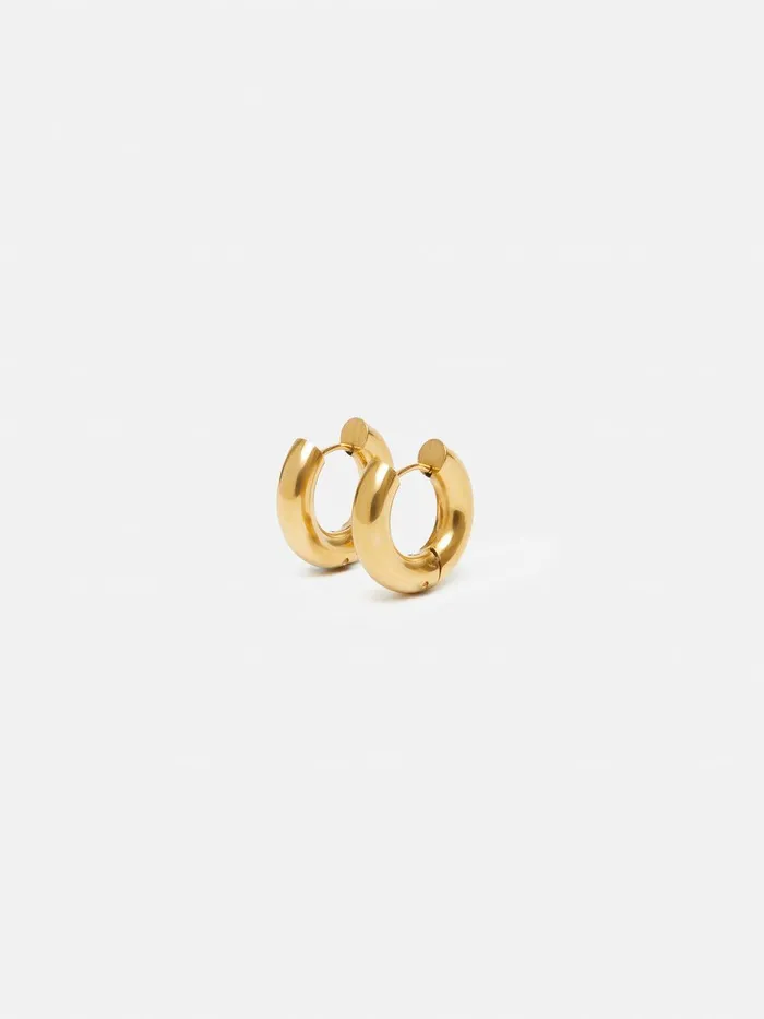 Women Chubby Hoop Earrings Gold Jigsaw Party