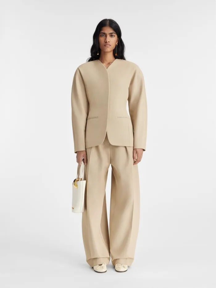Women Coats and Jackets JACQUEMUS The Ovalo Jacket Beige