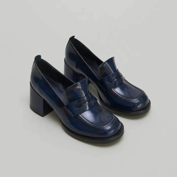 Women College Loafers With Heels Blue JONAK Loafers
