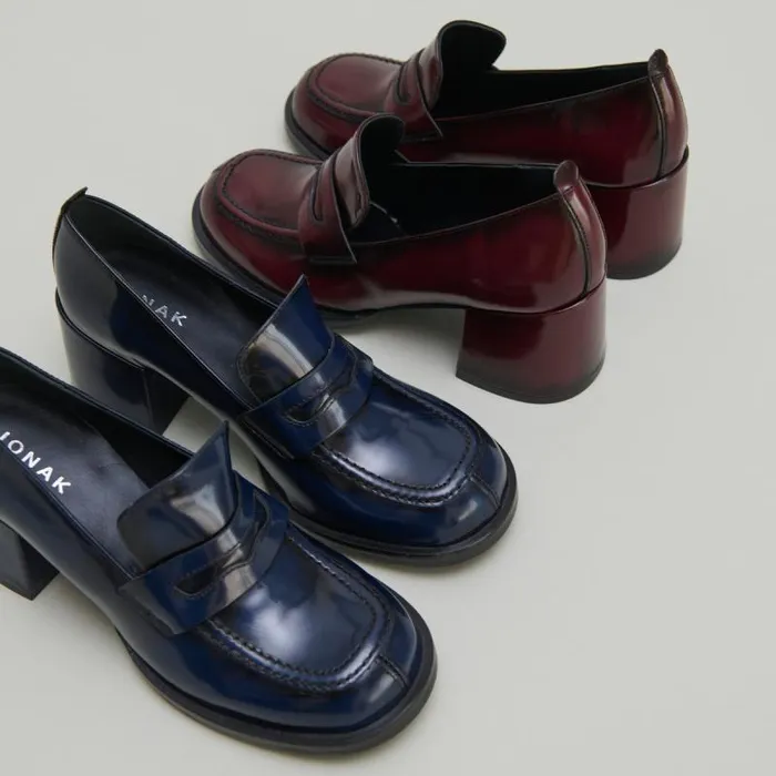Women College Loafers With Heels Blue JONAK Loafers