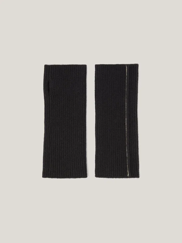 Women Contrast Stitch Mitten Black Jigsaw Knitwear and Cashmere