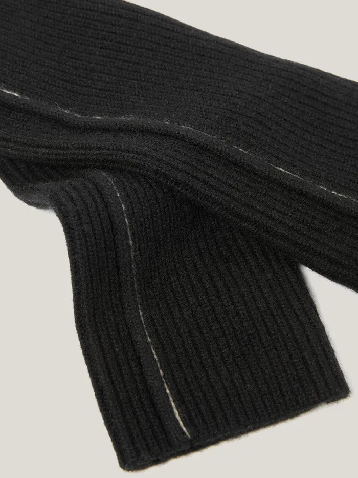 Women Contrast Stitch Mitten Black Jigsaw Knitwear and Cashmere