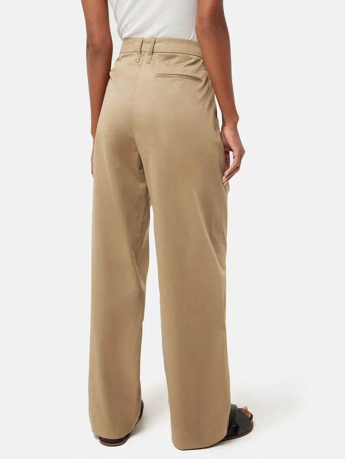 Women Cotton Pleat Front Trouser Stone Jigsaw Trousers