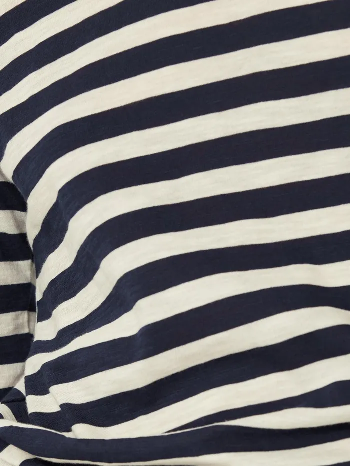 Women Cotton Slub Stripe Long Sleeve Tee Navy Jigsaw Pyjamas and Loungewear