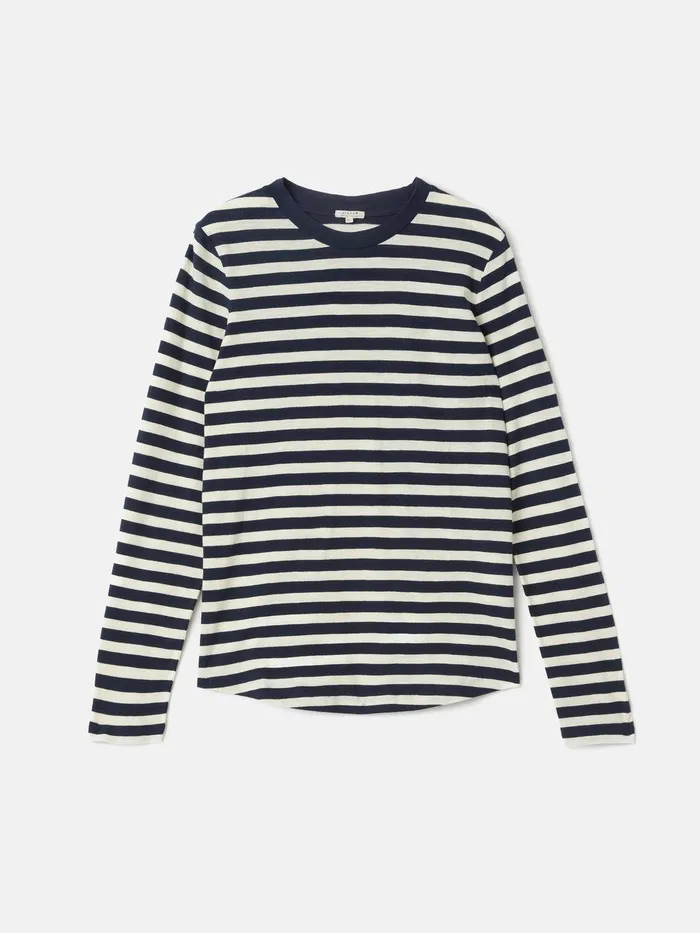 Women Cotton Slub Stripe Long Sleeve Tee Navy Jigsaw Pyjamas and Loungewear
