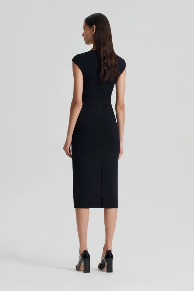 Women CREPE KNIT CAP SLEEVE DRESS BLACK Dresses Scanlan Theodore Women CREPE KNIT CAP SLEEVE DRESS BLACK Dresses Scanlan Theodore