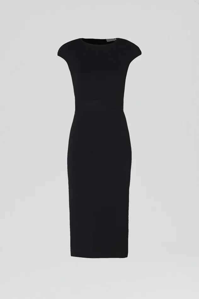 Women CREPE KNIT CAP SLEEVE DRESS BLACK Dresses Scanlan Theodore Women CREPE KNIT CAP SLEEVE DRESS BLACK Dresses Scanlan Theodore