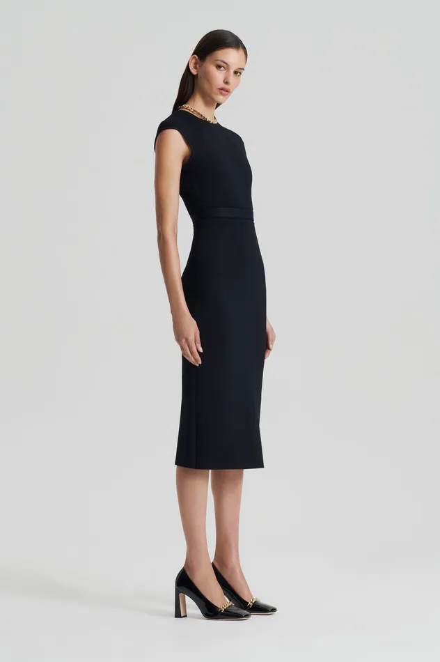 Women CREPE KNIT CAP SLEEVE DRESS BLACK Dresses Scanlan Theodore Women CREPE KNIT CAP SLEEVE DRESS BLACK Dresses Scanlan Theodore